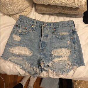 Levi's Light Blue Distressed Jean Shorts